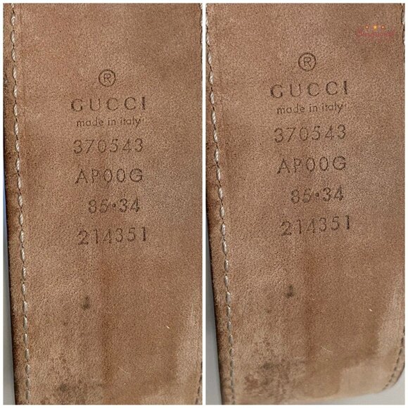 Authentic Gucci Blue Calfskin Leather Gold Interlocking G Buckle Belt 85/34 - Picture 7 of 13